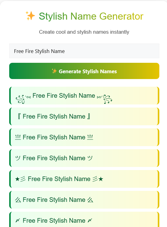 Free Fire Name